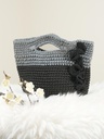 Black with Grey Top Crochet Tote Handbag