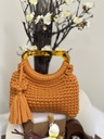 Orange Crochet Bag with D Shape Acrylic Handle
