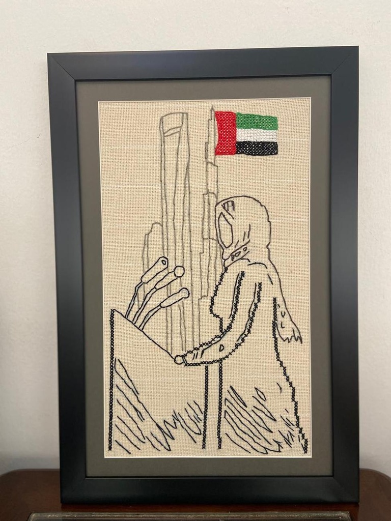 لوحة تطريز يدوي صوت المرأة الإماراتية